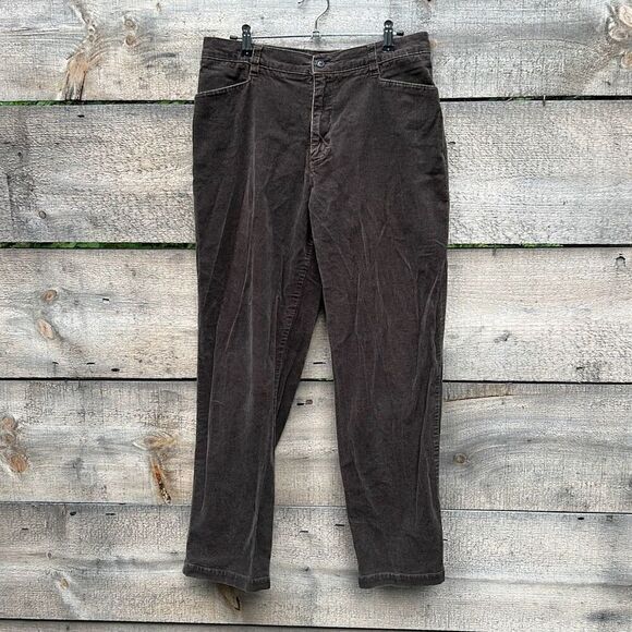 Lee Women's Dark Brown Jeanswear Stretch Straight Leg Corduroy Pants Size 14M - Picture 1 of 7